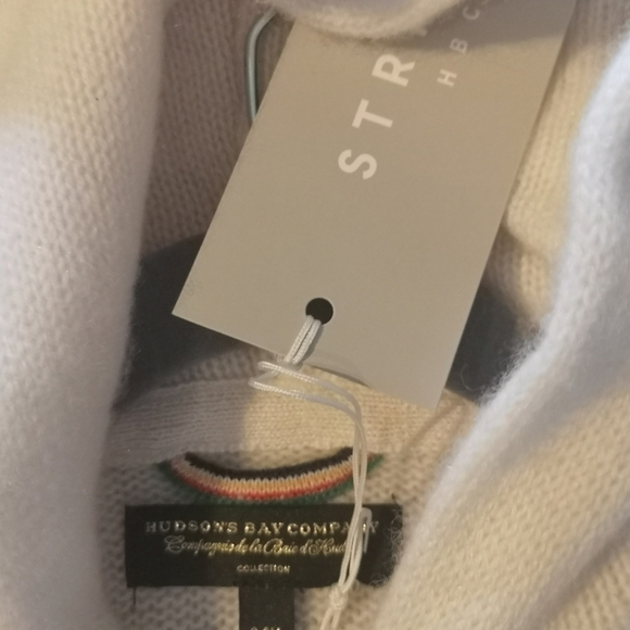 Cashmere Hudson's Bay stripes Baby sweater & cotton Onsie, Sz 0-6m - Picture 6 of 8